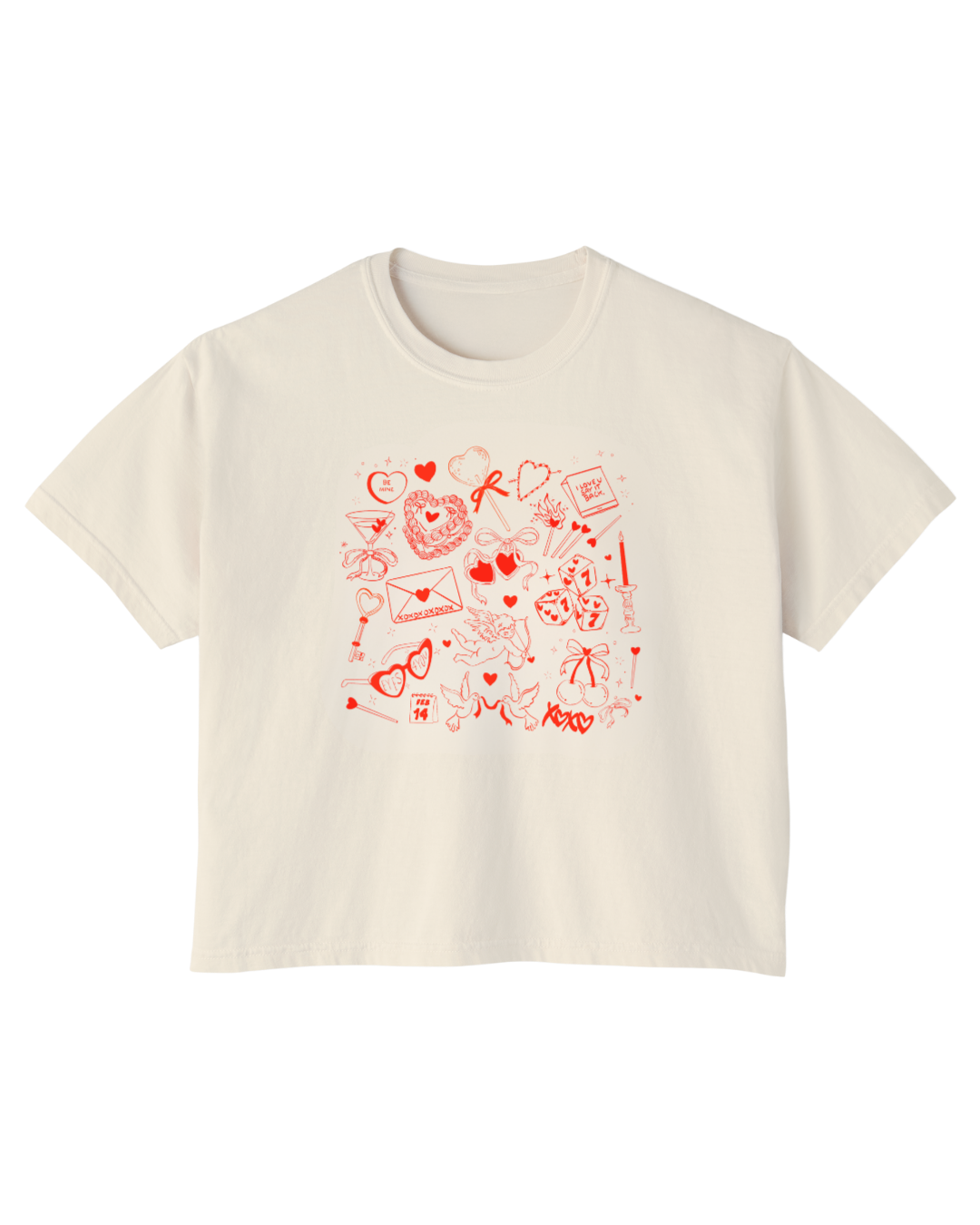 Valentine's Day Doodle Boxy Tee