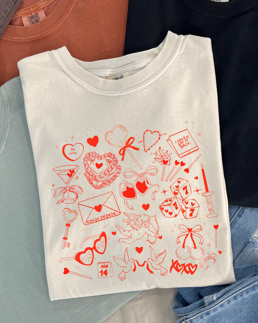 Valentine's Day Doodle T-shirt - Comfort Colors