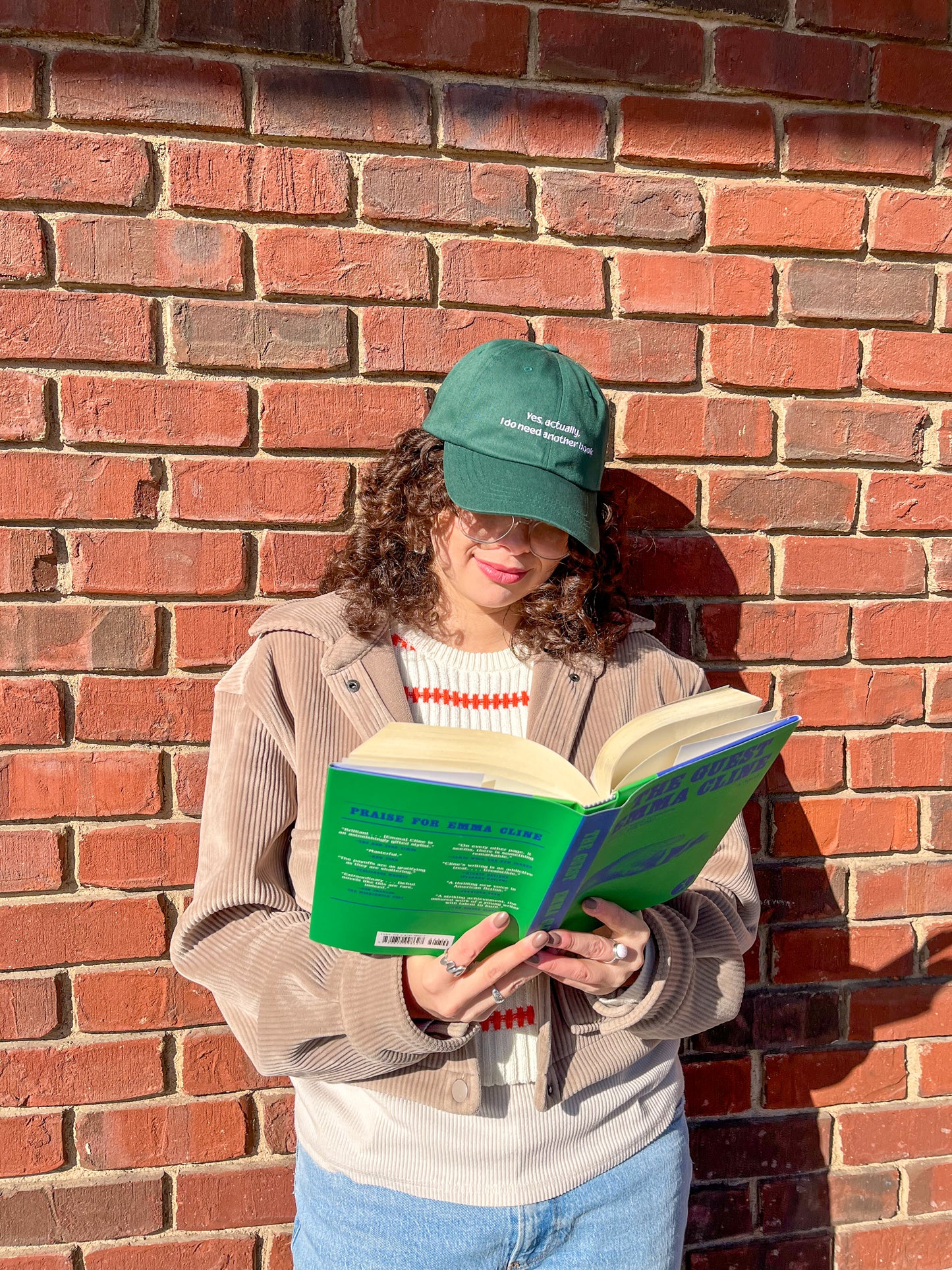 Bookish Green Dad Hat, 'Yes Actually, I Do Need Another Book'