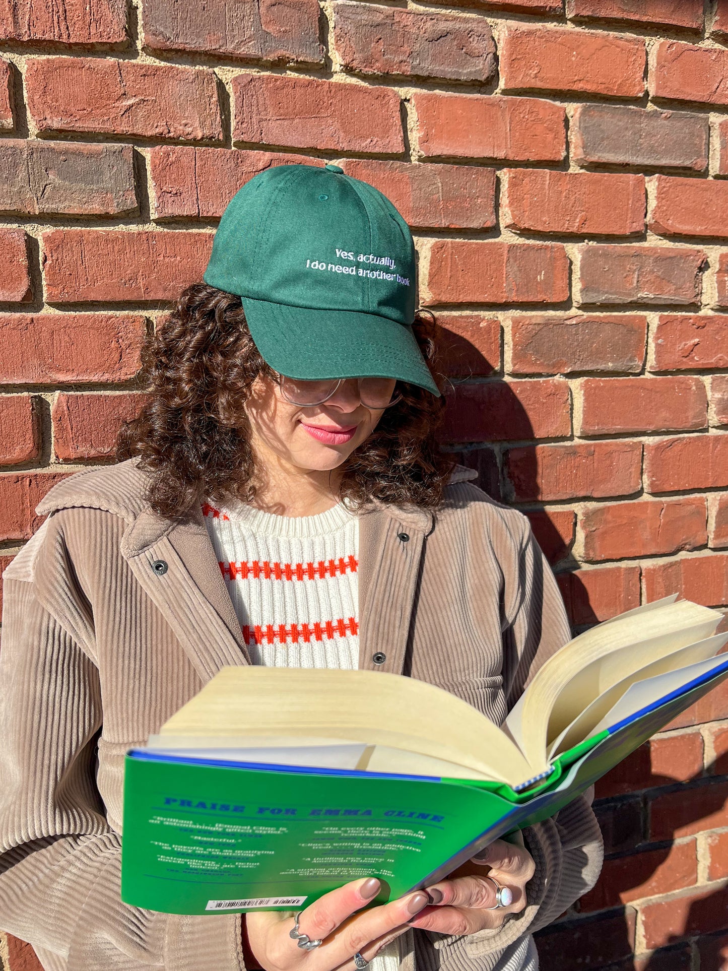 Bookish Green Dad Hat, 'Yes Actually, I Do Need Another Book'