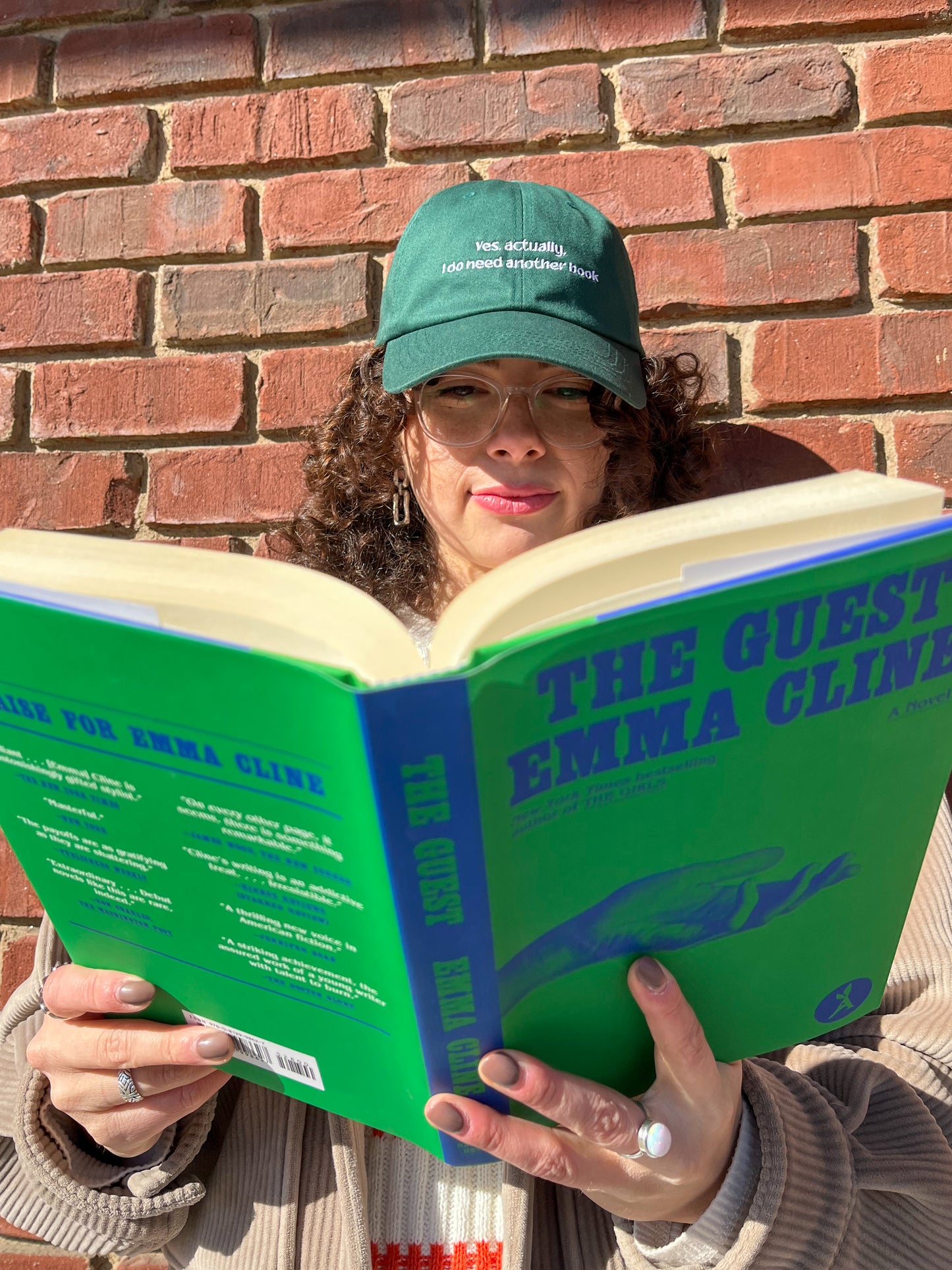 Bookish Green Dad Hat, 'Yes Actually, I Do Need Another Book'