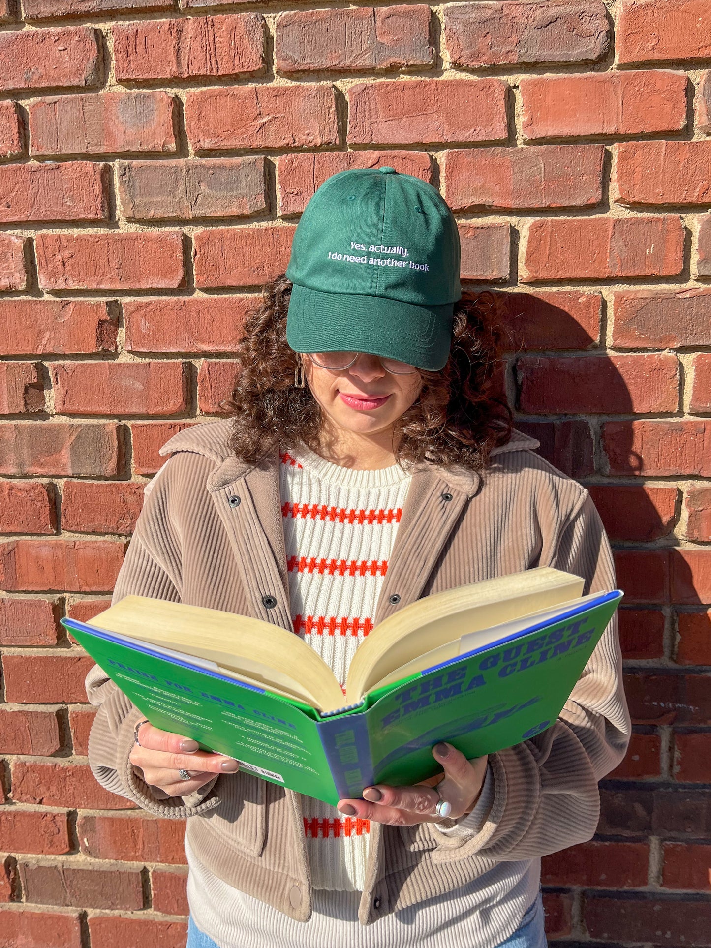 Bookish Green Dad Hat, 'Yes Actually, I Do Need Another Book'