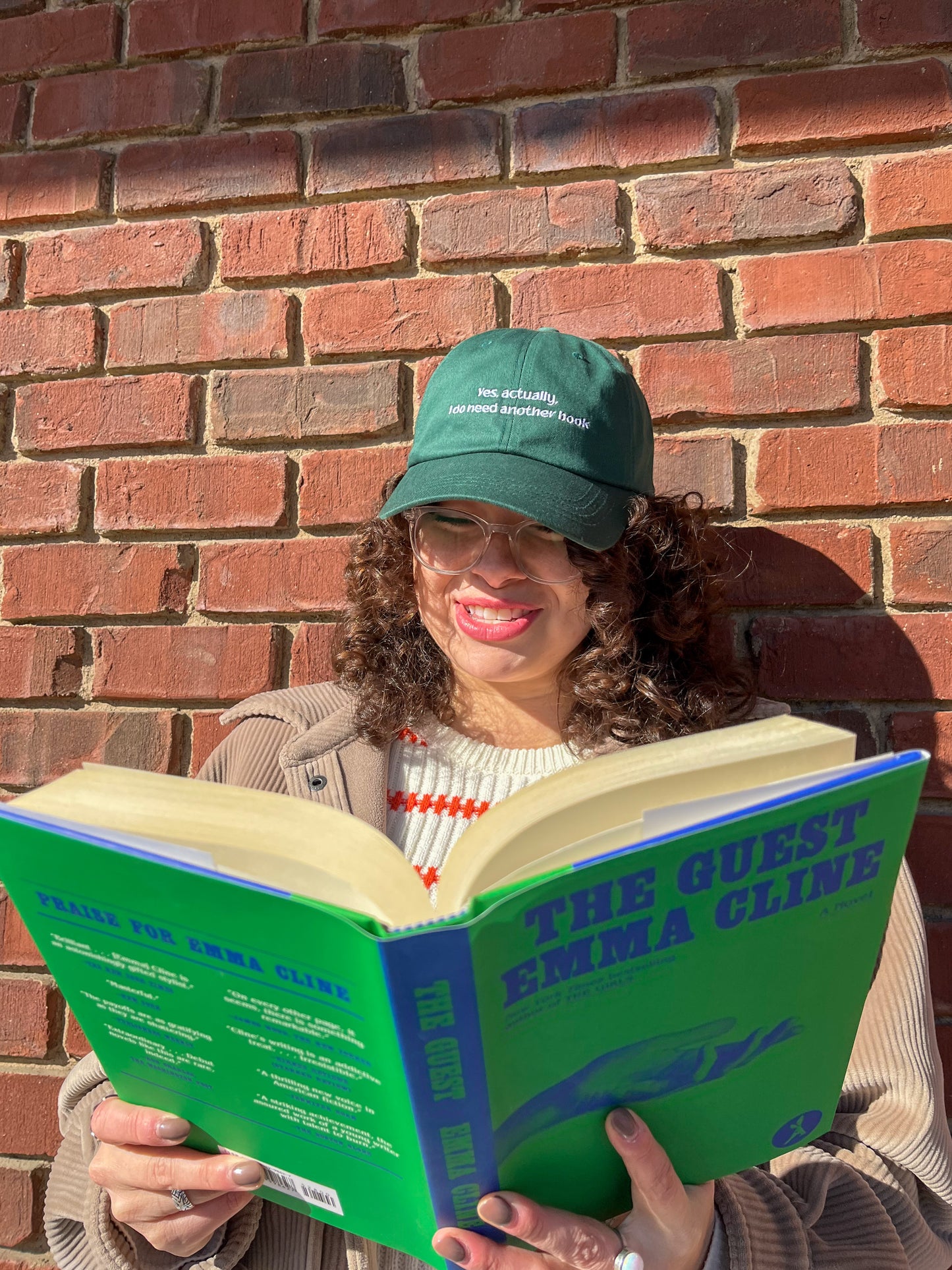 Bookish Green Dad Hat, 'Yes Actually, I Do Need Another Book'